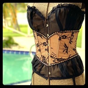 Black Chiffon & Lace Corset